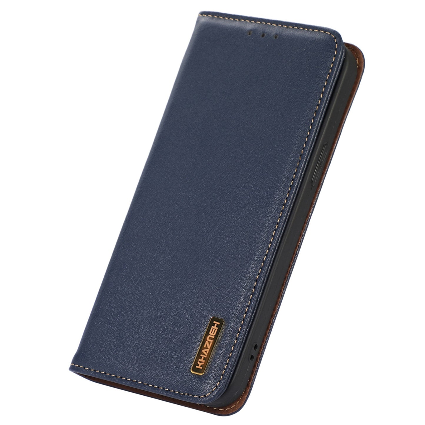 KHAZNEH for OnePlus Ace 2 5G / 11R 5G Phone Case Wallet Stand RFID Blocking Genuine Cowhide Leather Phone Cover - Blue