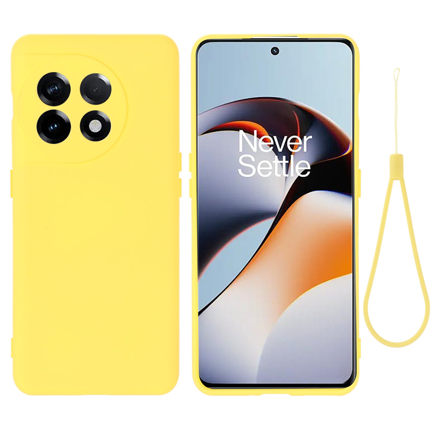 For OnePlus 11 5G Liquid Silicone Phone Case Camera Protection Anti-Scratch Cover - Yellow