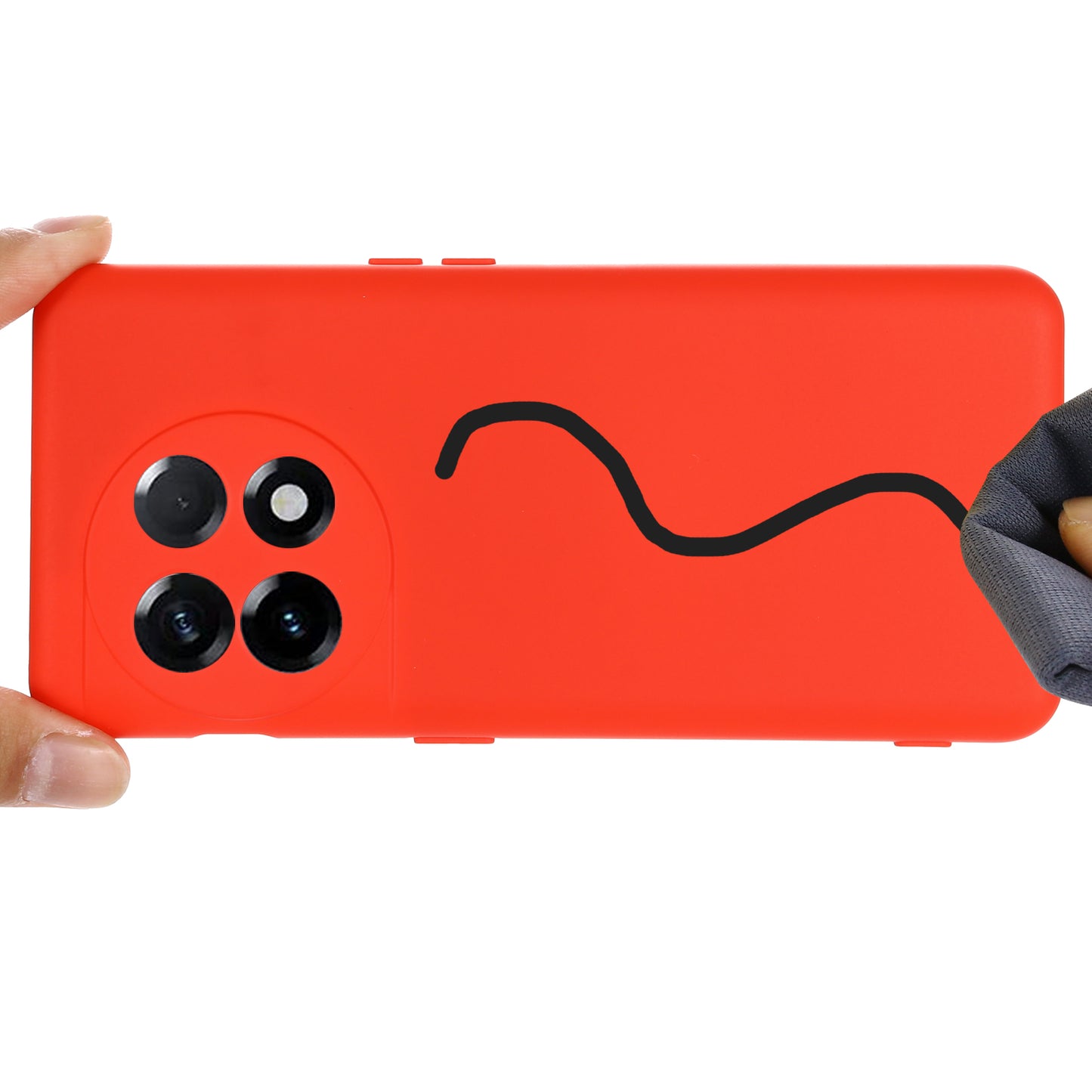 For OnePlus 11 5G Liquid Silicone Phone Case Camera Protection Anti-Scratch Cover - Red