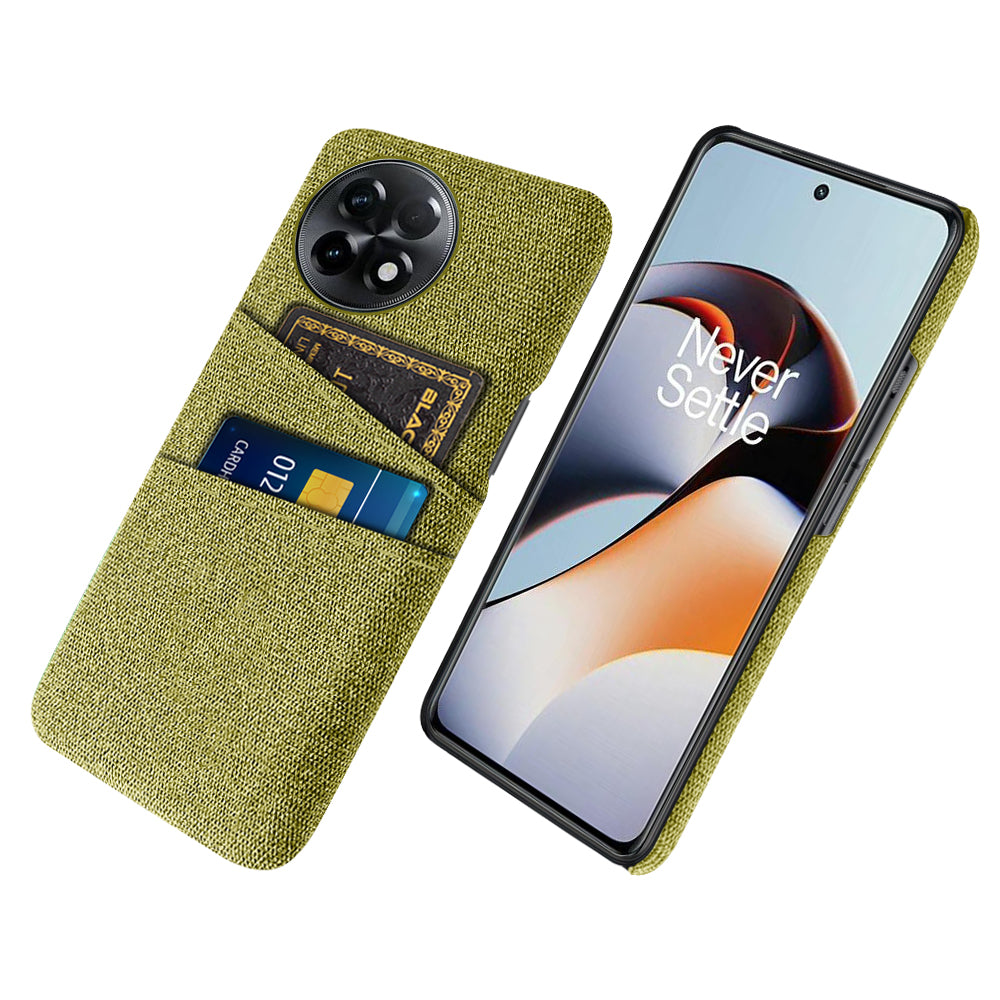 For OnePlus Ace 2 5G / 11R 5G Cloth Texture Phone Back Cover Cellphone Protective Case with 2 Card Slots - Yellow