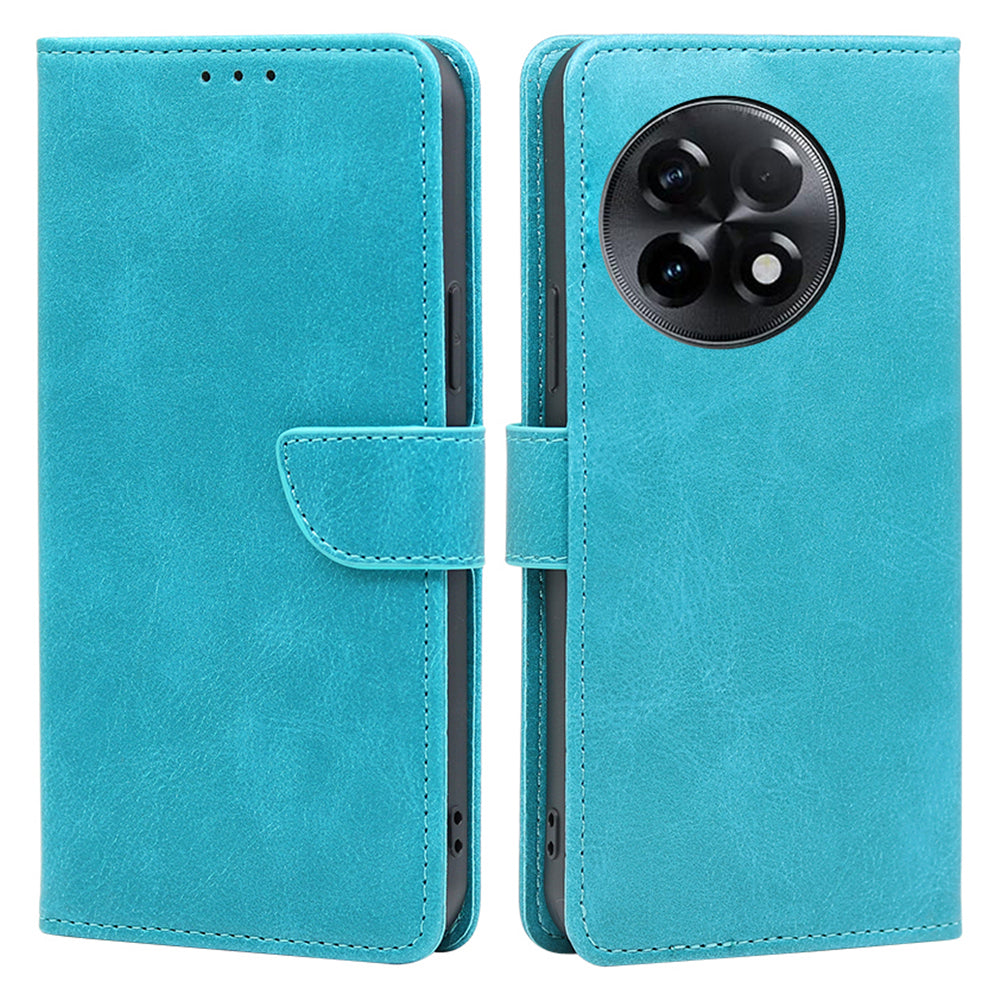 For OnePlus Ace 2 5G / 11R 5G Mobile Phone Cover Calf Texture PU Leather Wallet Stand Protective Case - Baby Blue