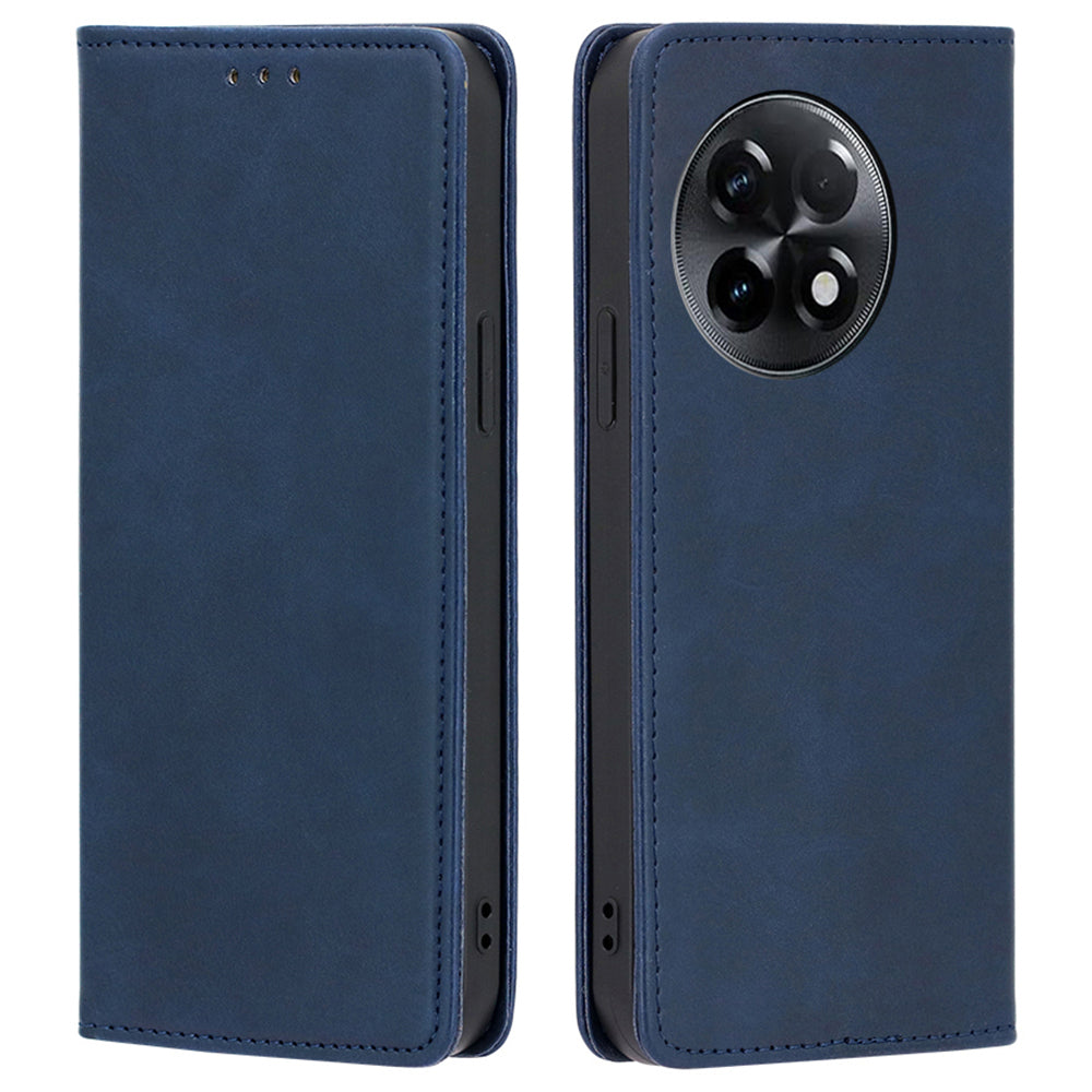 For OnePlus Ace 2 5G / 11R 5G Magnetic Auto-absorbed Leather Wallet Stand Phone Case Calf Texture Anti-drop Cover - Blue