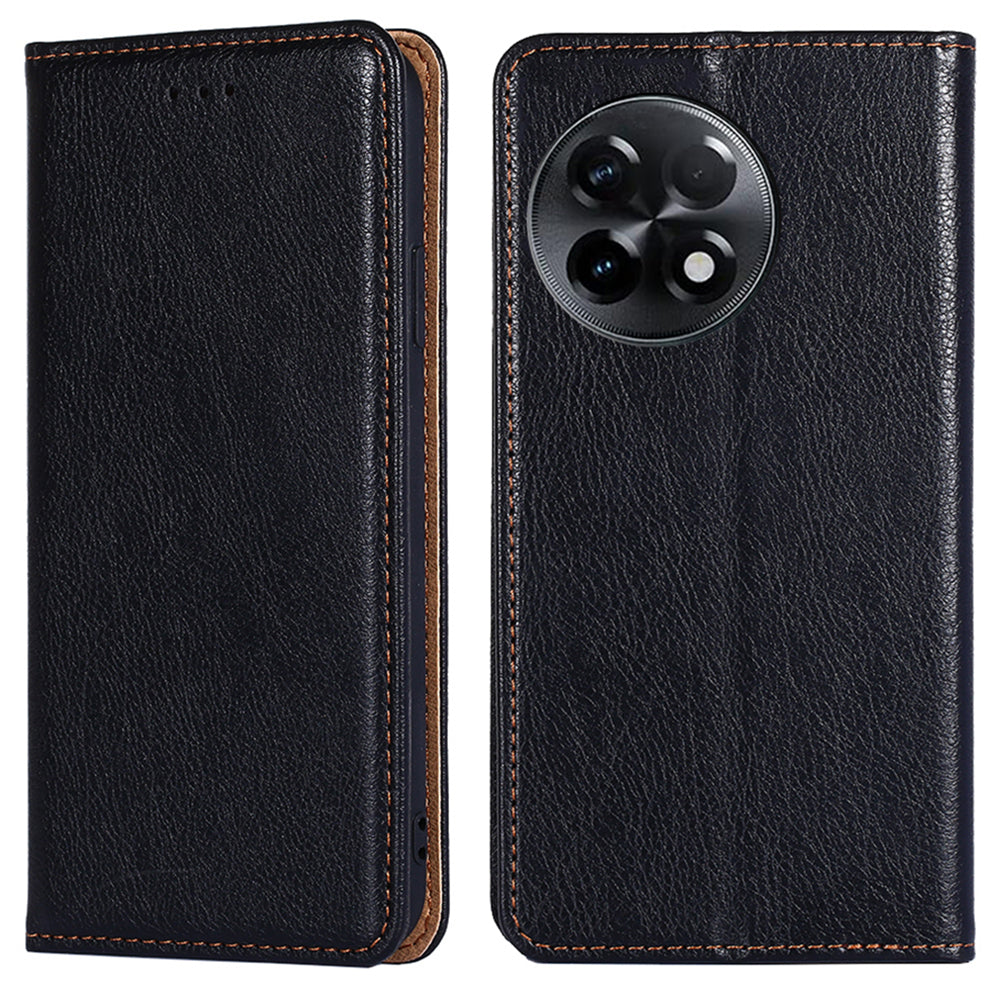 For OnePlus Ace 2 5G / 11R 5G Mobile Case PU Leather Wallet Stand Magnetic Closing Protective Cover - Black