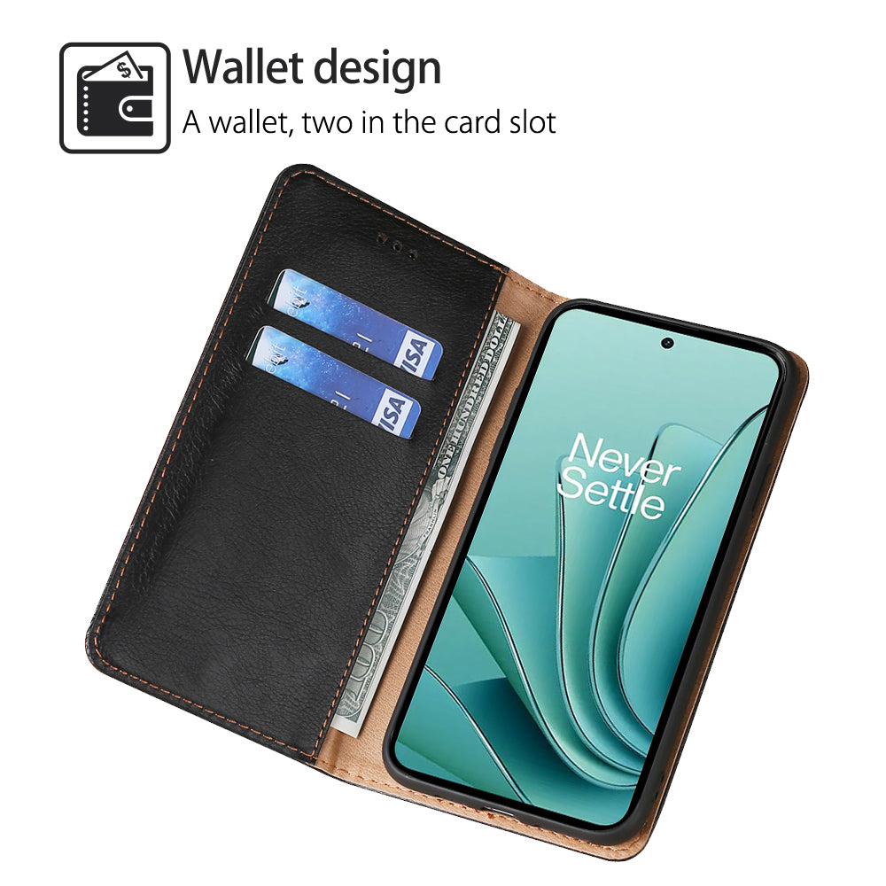 For OnePlus Ace 2 5G / 11R 5G Mobile Case PU Leather Wallet Stand Magnetic Closing Protective Cover - Black