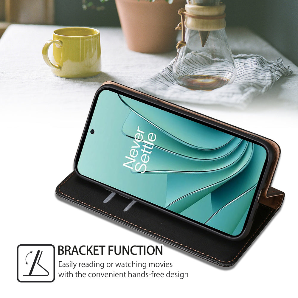 For OnePlus Ace 2 5G / 11R 5G Mobile Case PU Leather Wallet Stand Magnetic Closing Protective Cover - Black