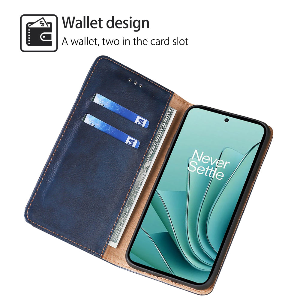 For OnePlus Ace 2 5G / 11R 5G Mobile Case PU Leather Wallet Stand Magnetic Closing Protective Cover - Blue