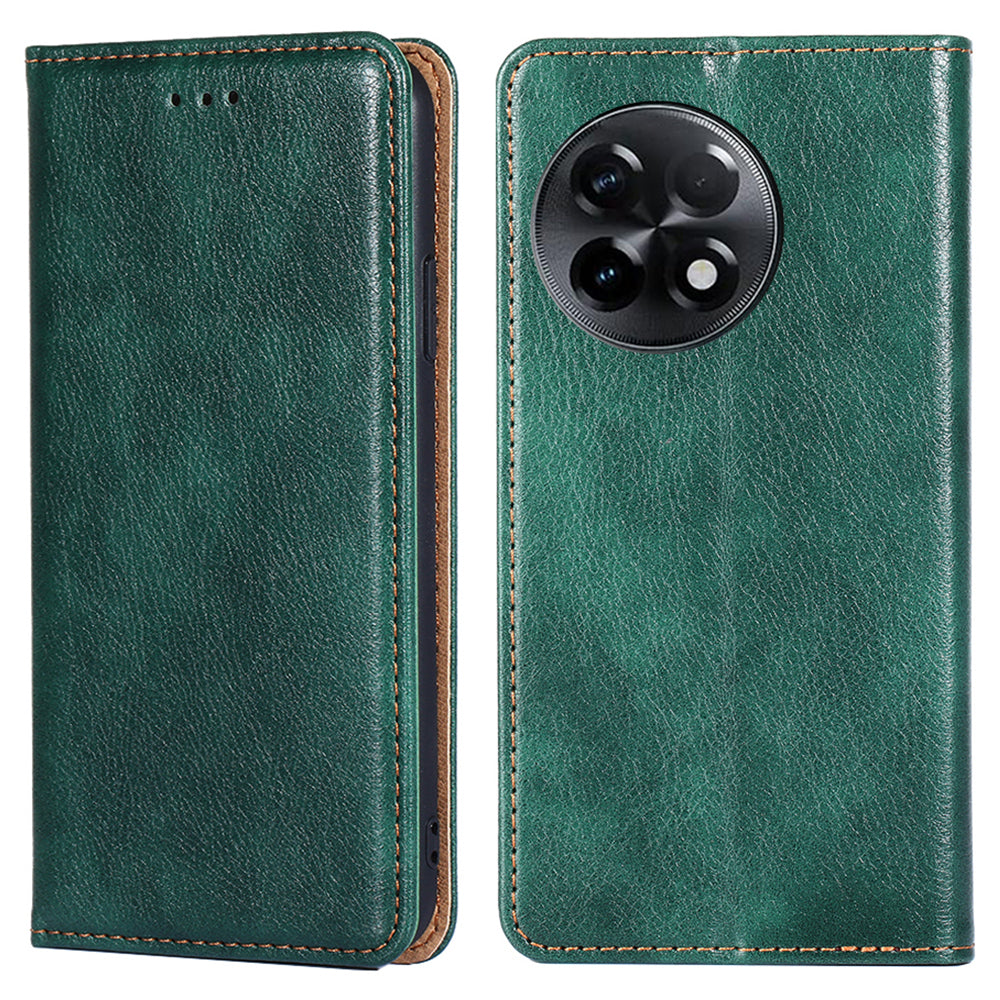 For OnePlus Ace 2 5G / 11R 5G Mobile Case PU Leather Wallet Stand Magnetic Closing Protective Cover - Green