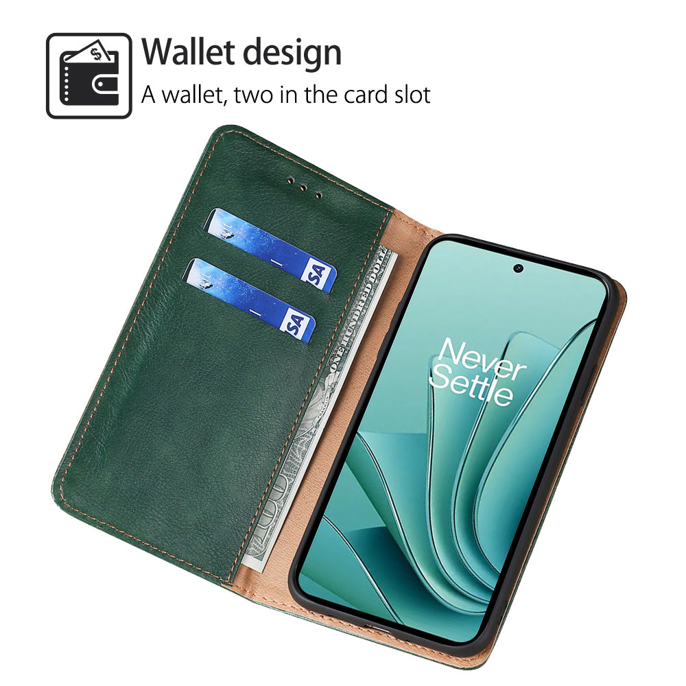 For OnePlus Ace 2 5G / 11R 5G Mobile Case PU Leather Wallet Stand Magnetic Closing Protective Cover - Green