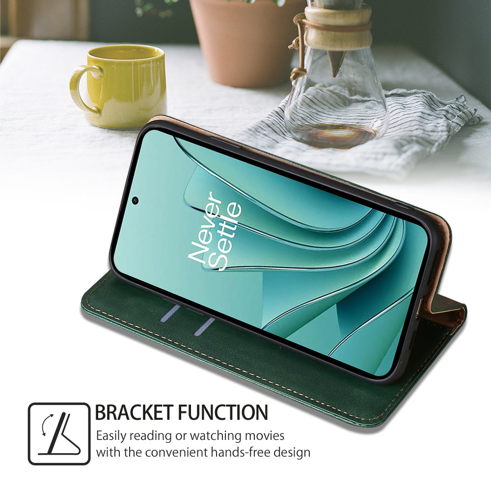 For OnePlus Ace 2 5G / 11R 5G Mobile Case PU Leather Wallet Stand Magnetic Closing Protective Cover - Green
