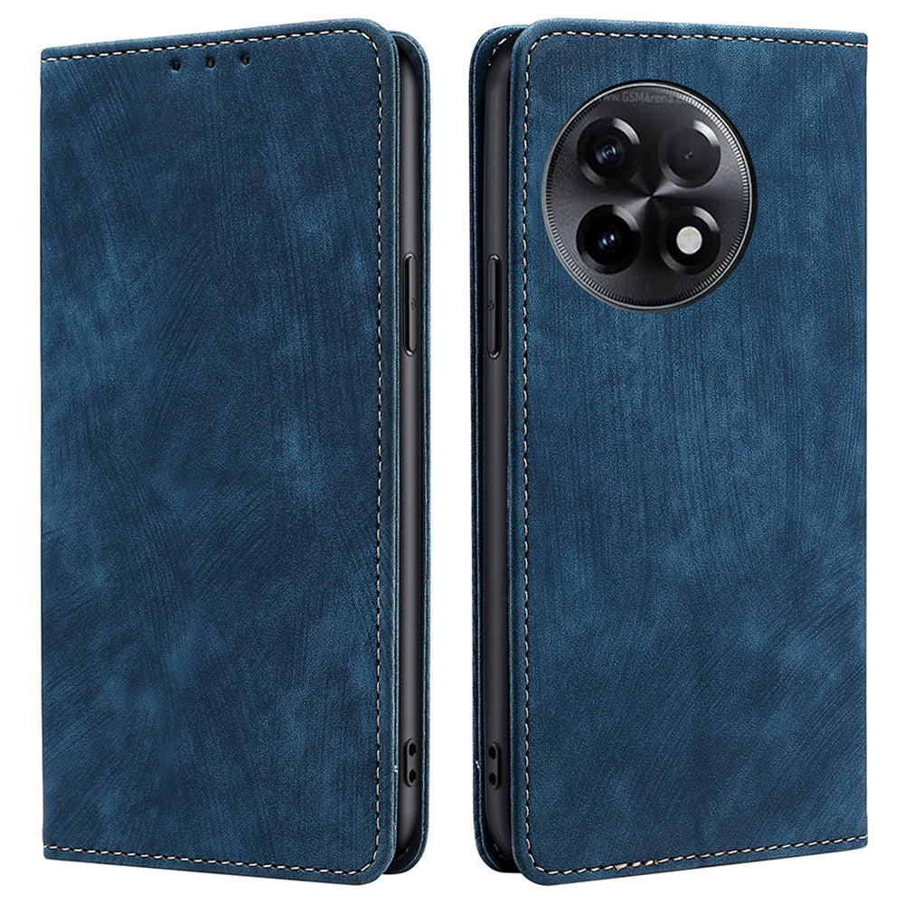 For OnePlus Ace 2 5G / 11R 5G RFID Blocking Leather Wallet Shockproof Cover Folding Stand Phone Case - Blue