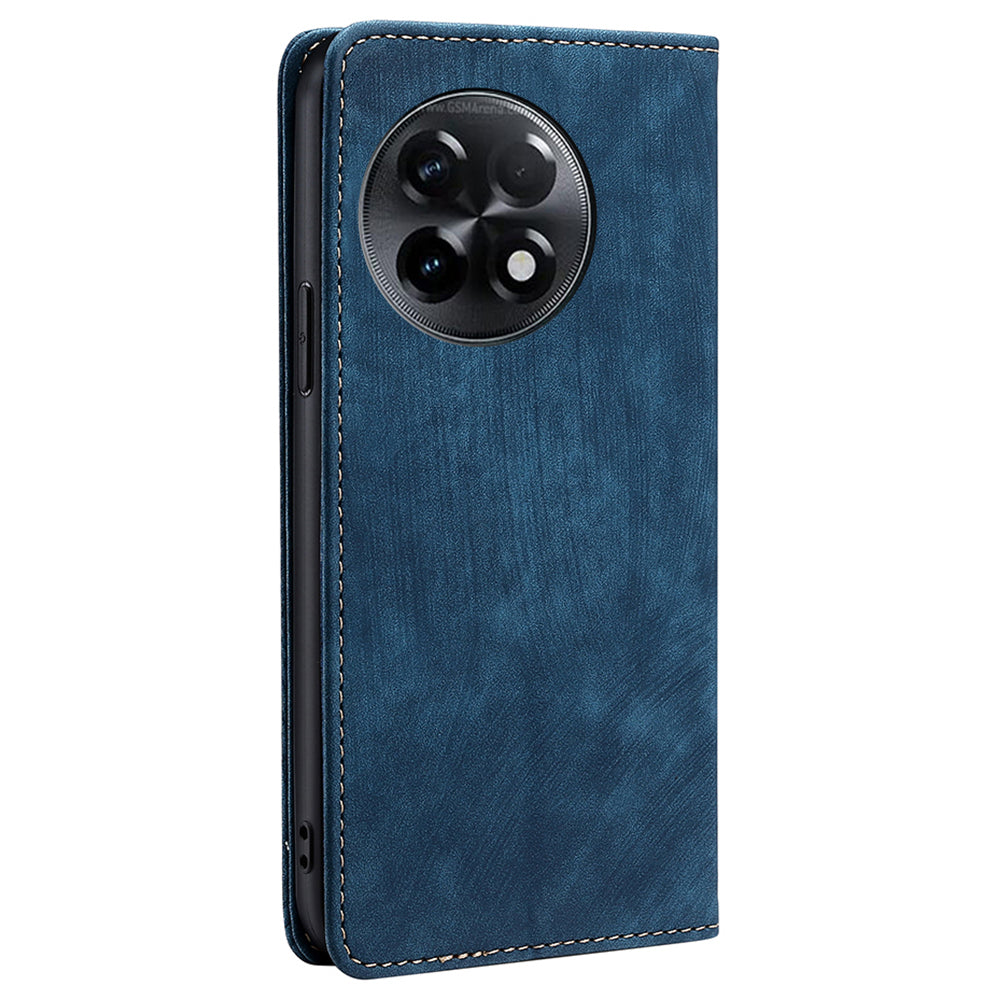 For OnePlus Ace 2 5G / 11R 5G RFID Blocking Leather Wallet Shockproof Cover Folding Stand Phone Case - Blue