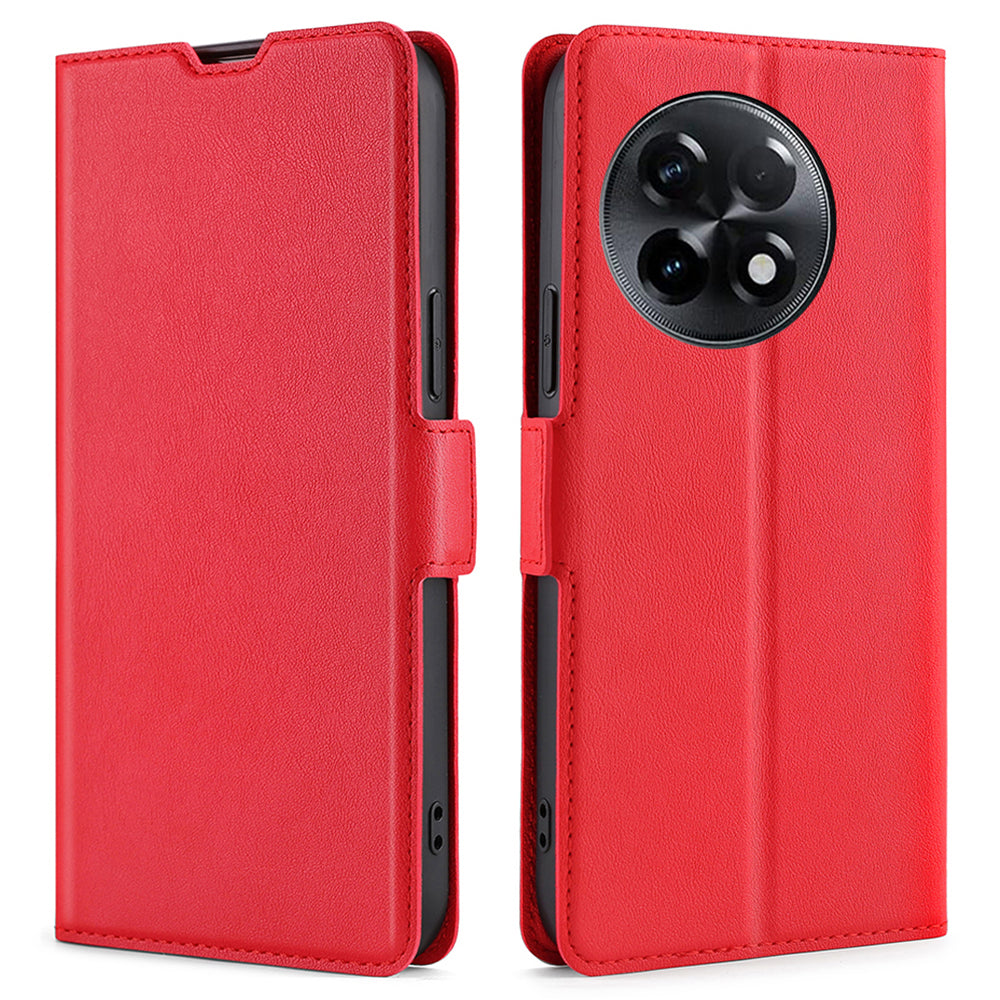 For OnePlus Ace 2 5G / 11R 5G Flip Folio Leather Cell Phone Cover Card Slots Stand Phone Case - Red