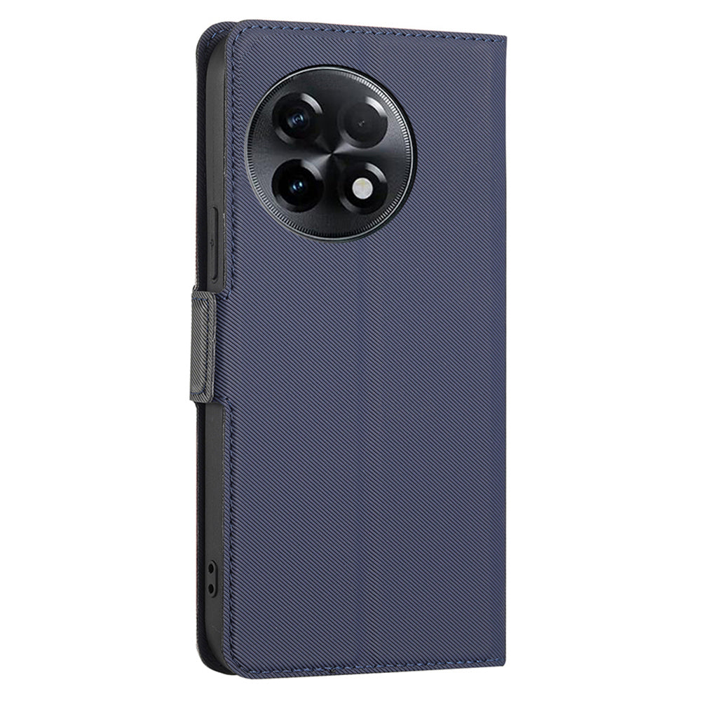 For OnePlus Ace 2 5G / 11R 5G Phone Case Card Slot Holder PU Leather Twill Texture Stand Cover - Blue