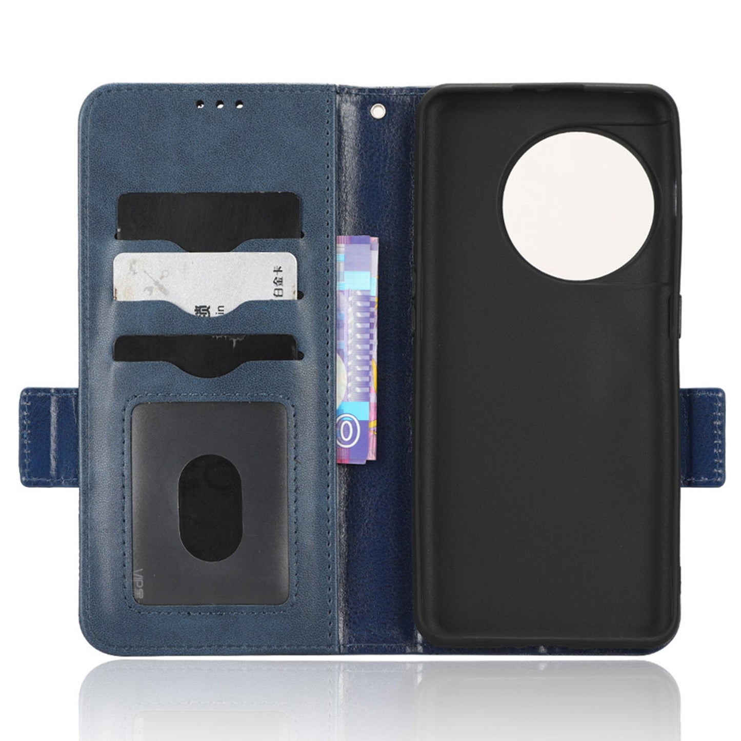 Flip Leather Phone Cover For OnePlus Ace 2 5G / 11R 5G , Wallet Stand Imprinted Triangle Pattern Phone Case - Blue