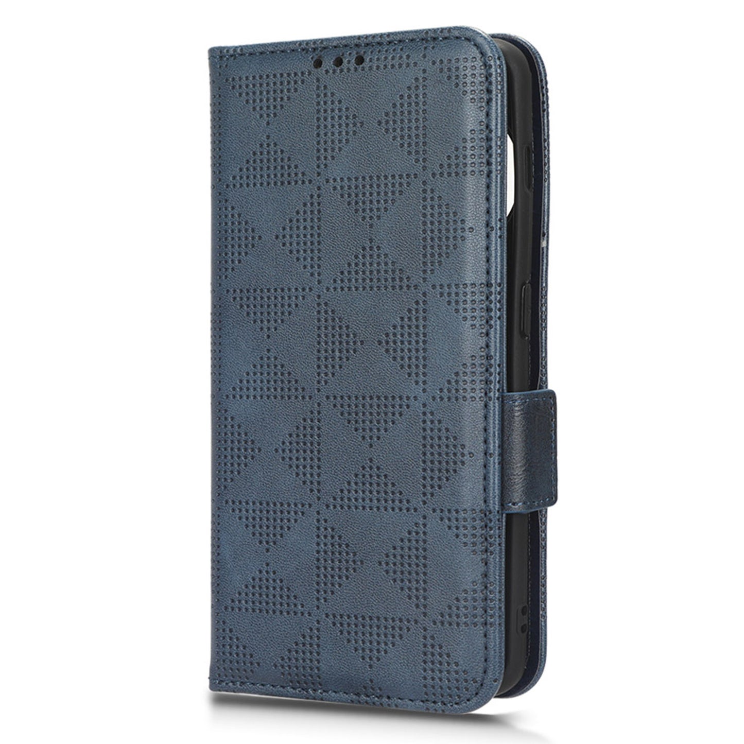 Flip Leather Phone Cover For OnePlus Ace 2 5G / 11R 5G , Wallet Stand Imprinted Triangle Pattern Phone Case - Blue