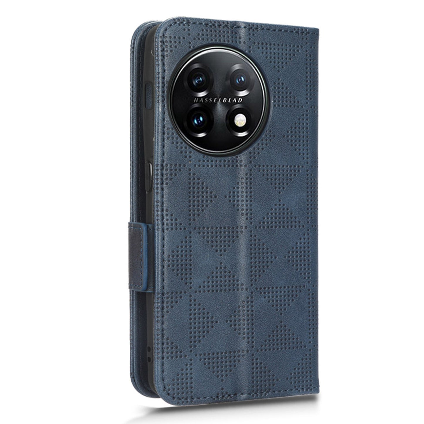 Flip Leather Phone Cover For OnePlus Ace 2 5G / 11R 5G , Wallet Stand Imprinted Triangle Pattern Phone Case - Blue