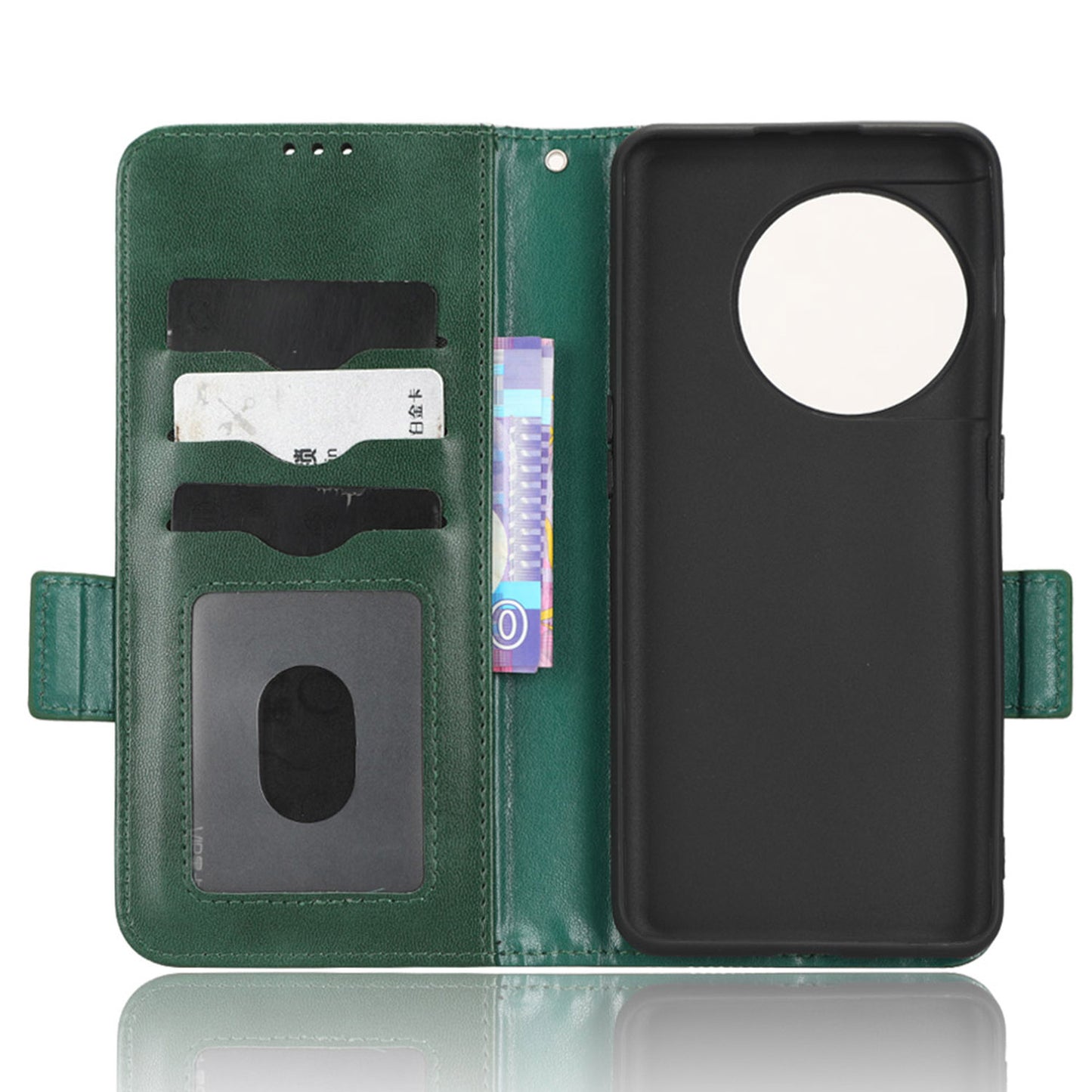 Flip Leather Phone Cover For OnePlus Ace 2 5G / 11R 5G , Wallet Stand Imprinted Triangle Pattern Phone Case - Green