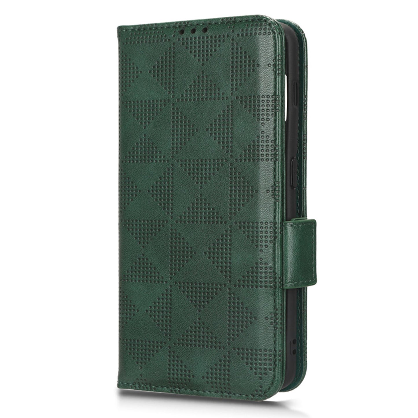 Flip Leather Phone Cover For OnePlus Ace 2 5G / 11R 5G , Wallet Stand Imprinted Triangle Pattern Phone Case - Green