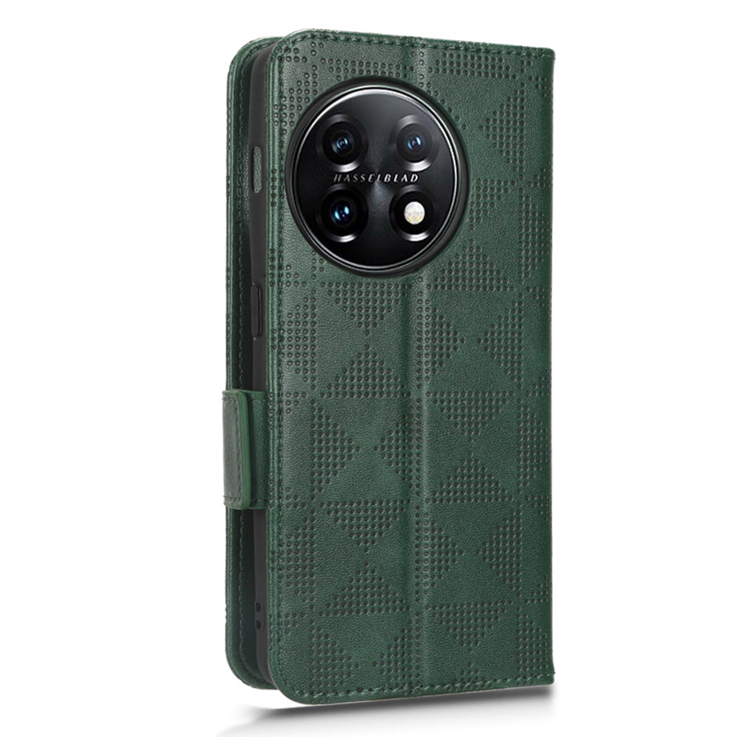 Flip Leather Phone Cover For OnePlus Ace 2 5G / 11R 5G , Wallet Stand Imprinted Triangle Pattern Phone Case - Green