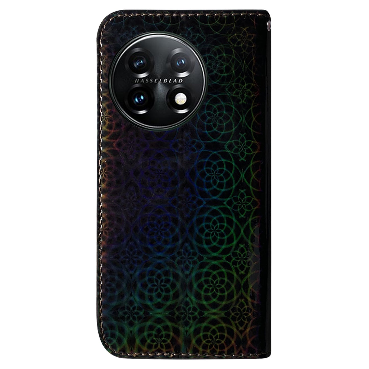 For OnePlus 11 5G Drop-proof Phone Case Dazzling Flower Pattern Wallet Stand PU Leather Phone Cover - Black