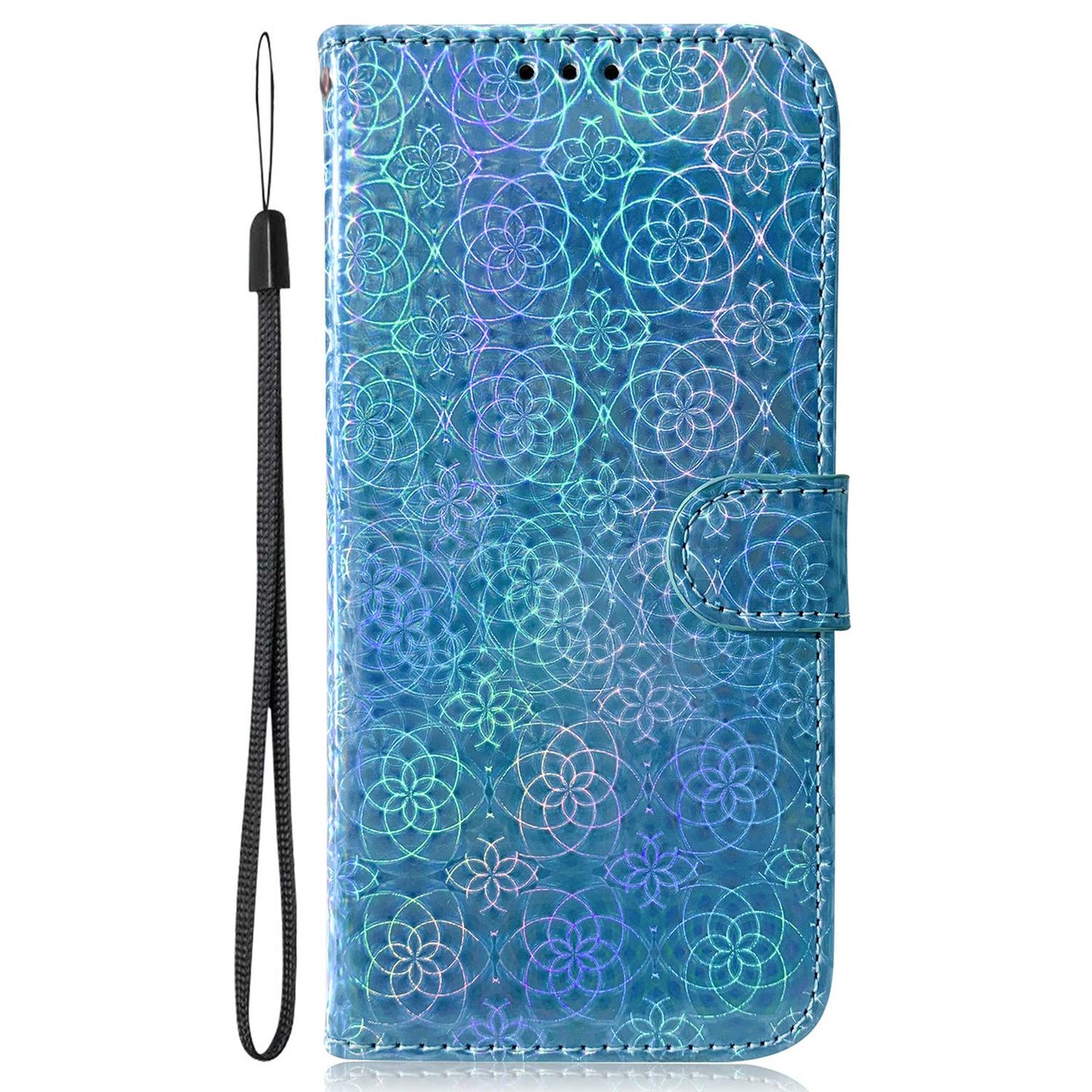 For OnePlus 11 5G Drop-proof Phone Case Dazzling Flower Pattern Wallet Stand PU Leather Phone Cover - Blue
