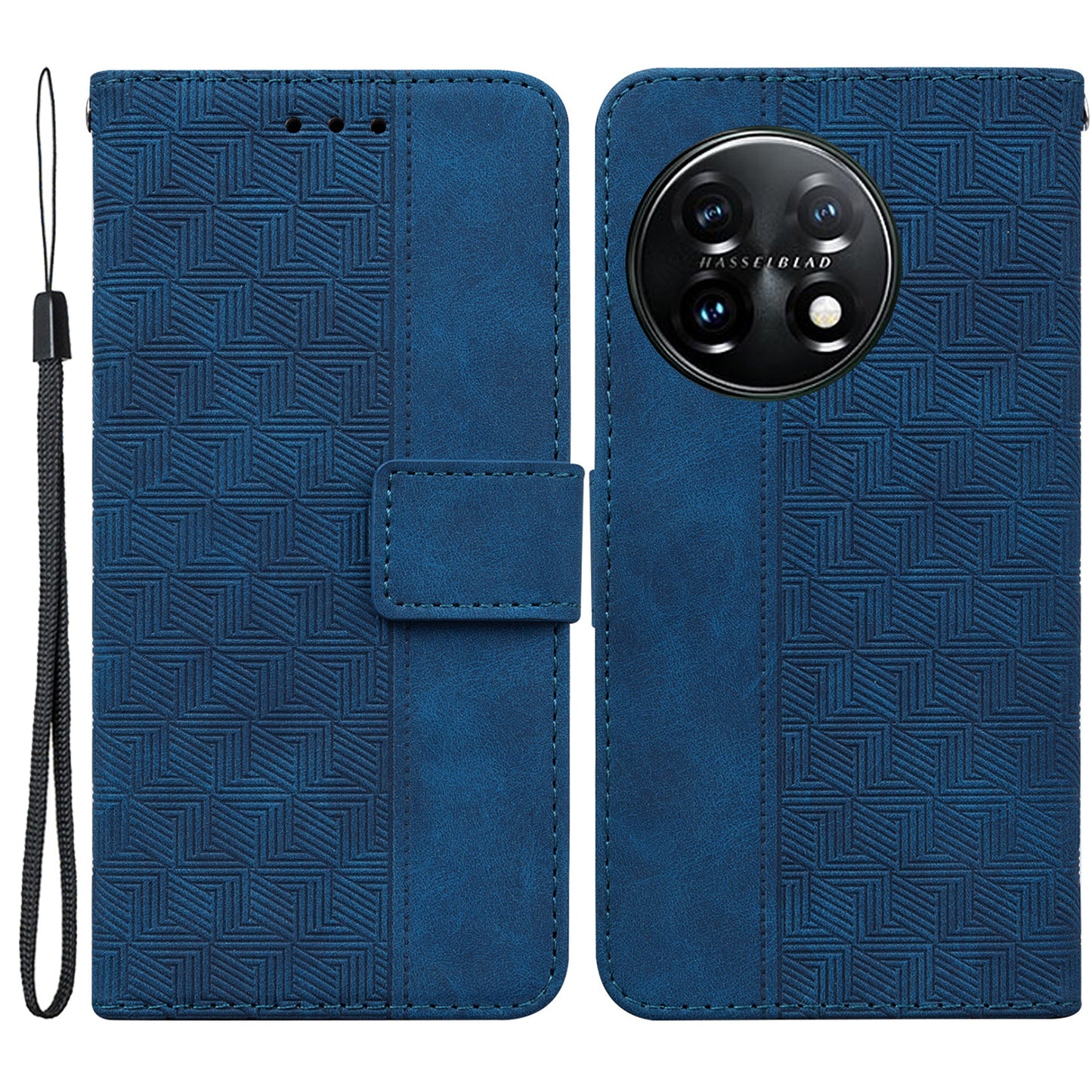 For OnePlus 11 5G Phone Wallet Case Stand Imprinted Leather Full Protection Cell Phone Cover - Blue