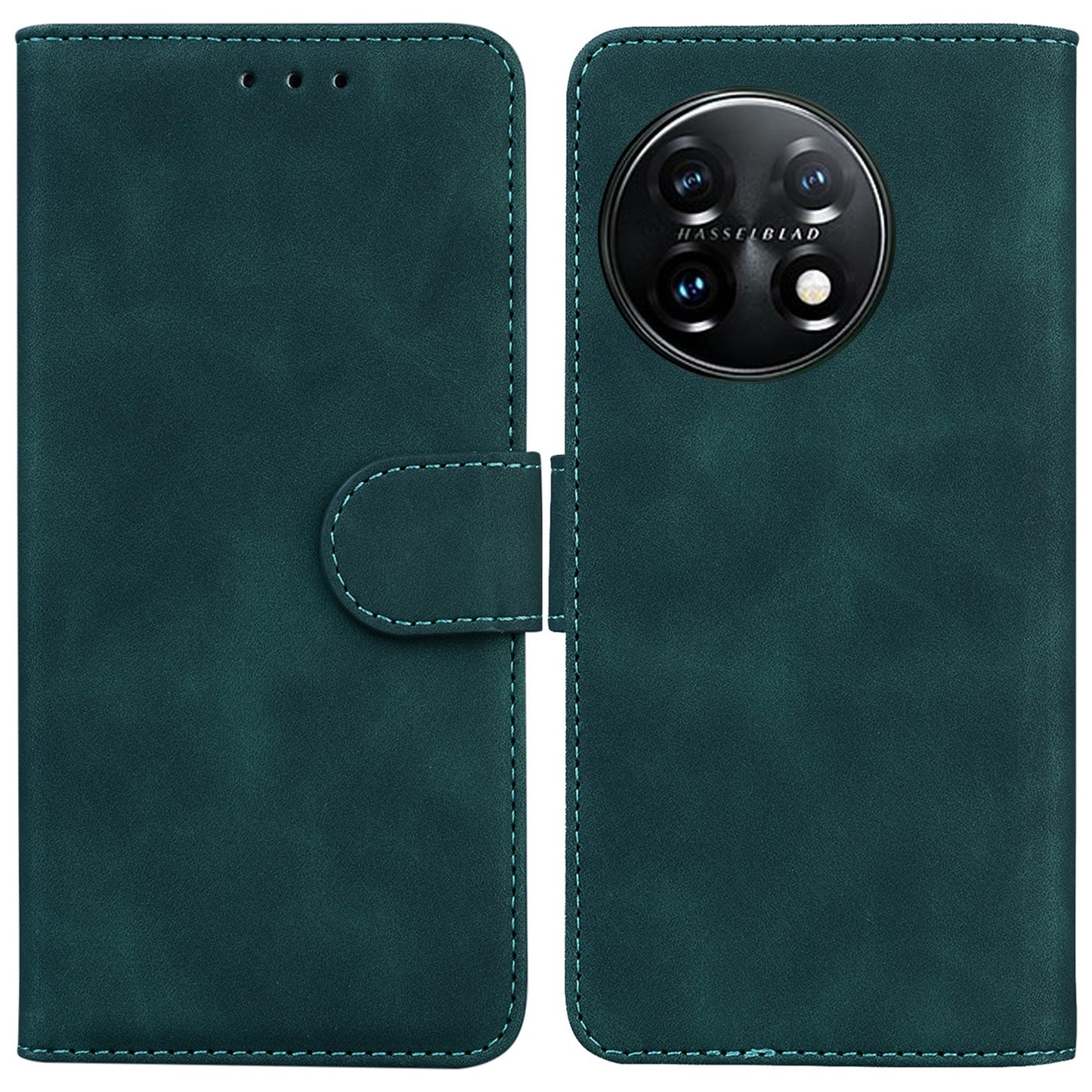For OnePlus 11 5G Full Protection Phone Case PU Leather Smartphone Cover with Wallet Stand - Green