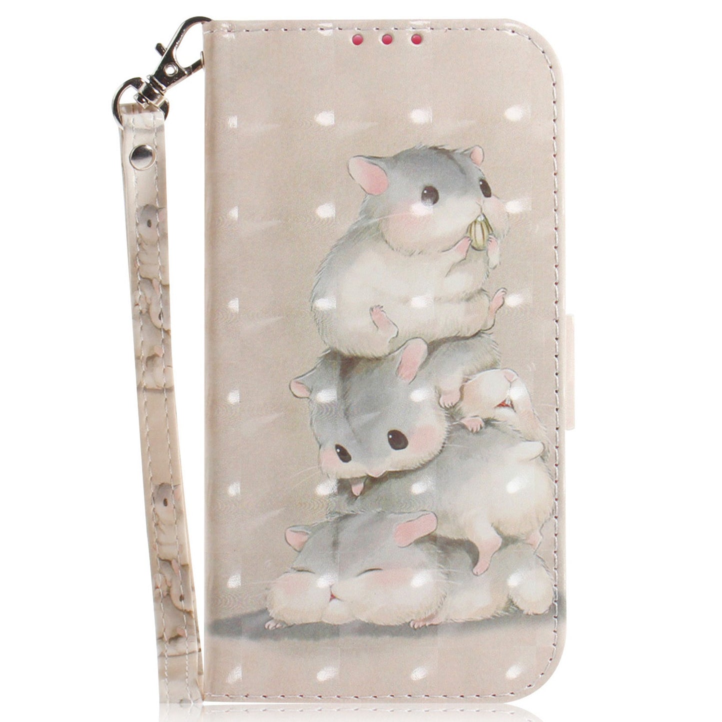 Anti-drop Cell Phone Cover for OnePlus 11 5G Pattern Printing Leather Wallet Phone Stand Case with Strap - Stacking Squirrels