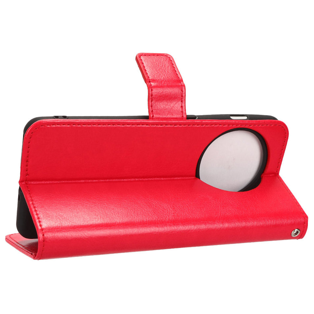 For OnePlus Ace 2 5G / 11R 5G PU Leather Wallet Flip Stand Cover Crazy Horse Texture Phone Case - Red