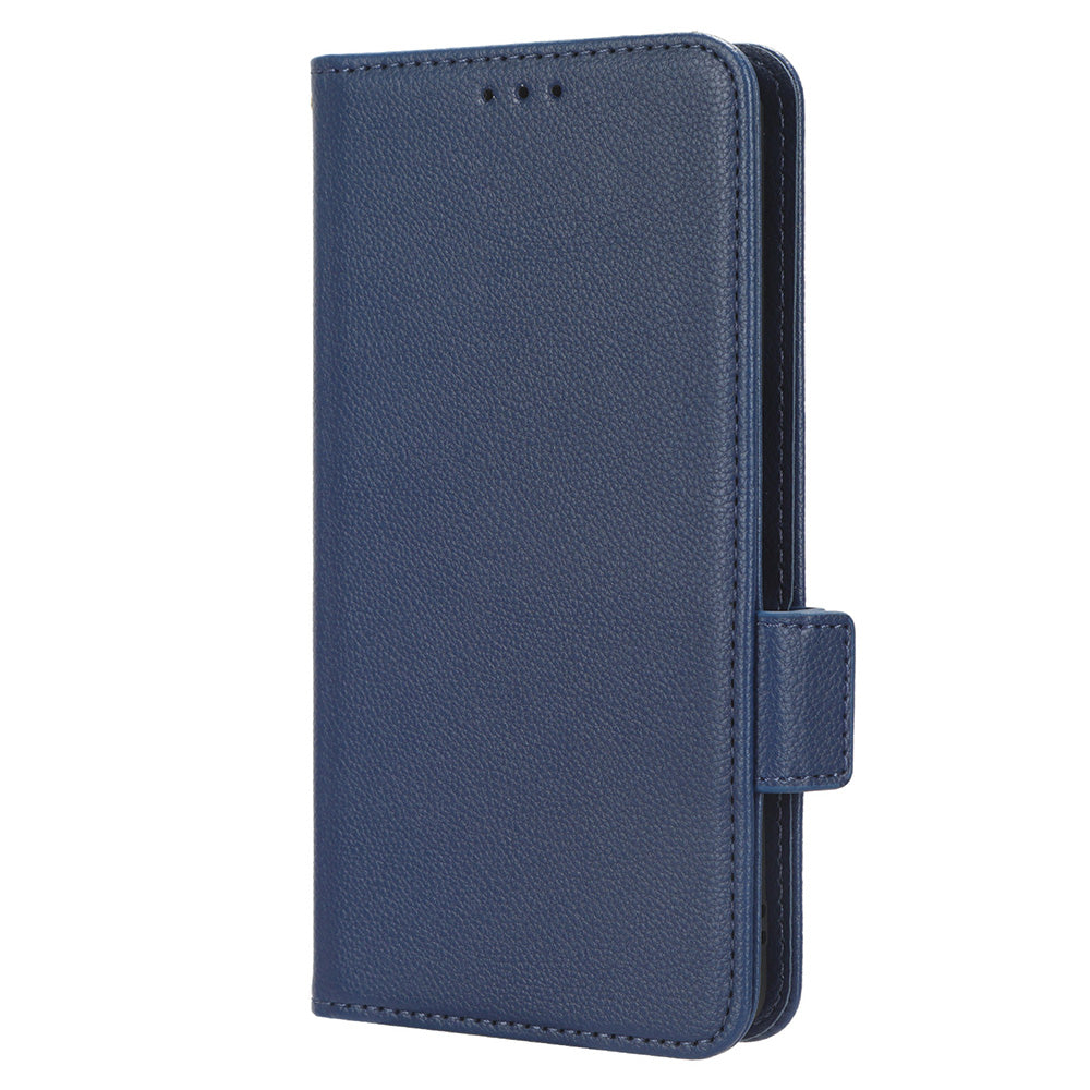 For OnePlus Ace 2 5G / 11R 5G Phone Case Folding Stand Litchi Texture Leather Wallet Phone Cover - Dark Blue