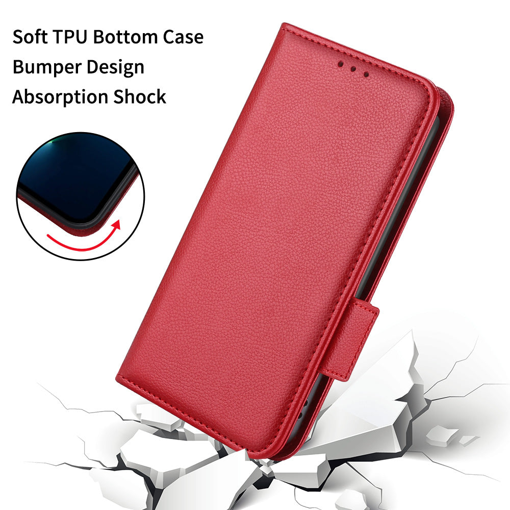 For OnePlus Ace 2 5G / 11R 5G Phone Case Folding Stand Litchi Texture Leather Wallet Phone Cover - Red