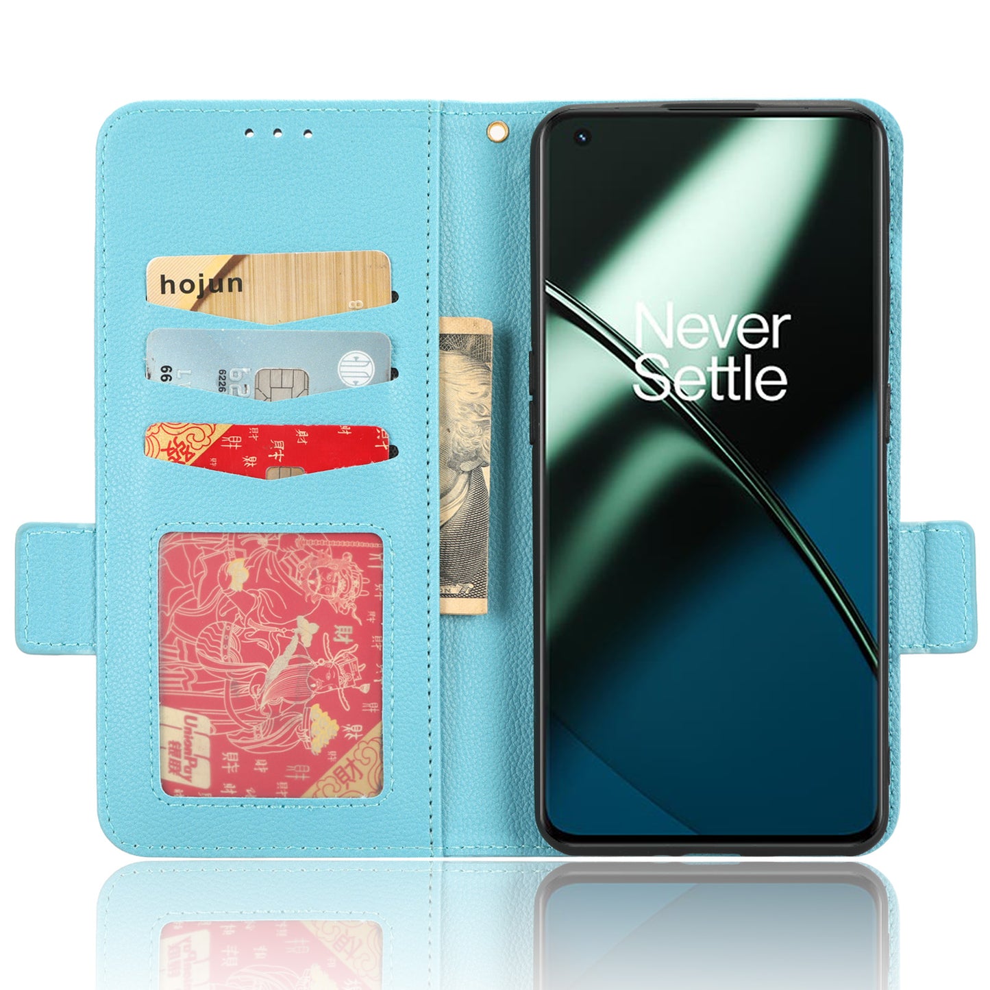 For OnePlus Ace 2 5G / 11R 5G Phone Case Folding Stand Litchi Texture Leather Wallet Phone Cover - Baby Blue
