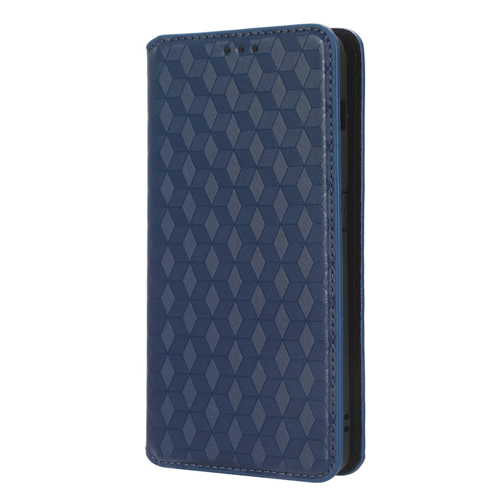 For OnePlus Ace 2 5G / 11R 5G Wallet Stand Phone Case PU Leather Imprinted Rhombus Pattern Phone Cover - Blue