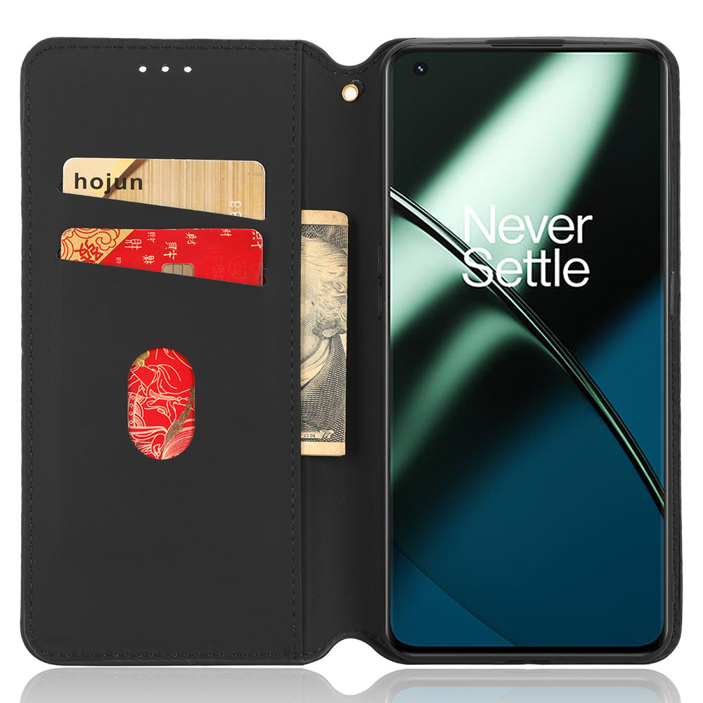For OnePlus Ace 2 5G / 11R 5G Wallet Stand Phone Case PU Leather Imprinted Rhombus Pattern Phone Cover - Red