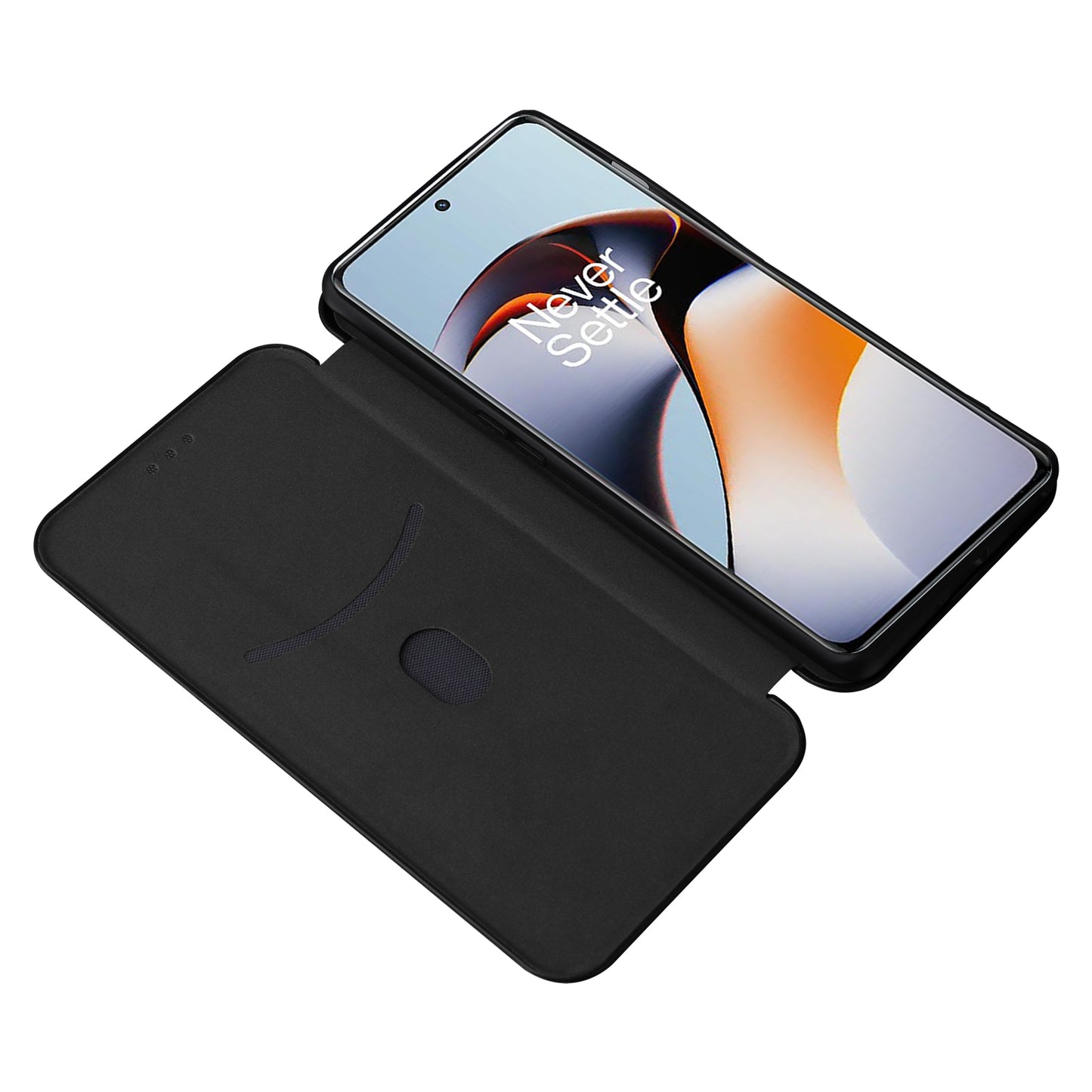 For OnePlus Ace 2 5G / 11R 5G Card Holder Phone Cover Carbon Fiber Texture Leather Phone Stand Case - Black