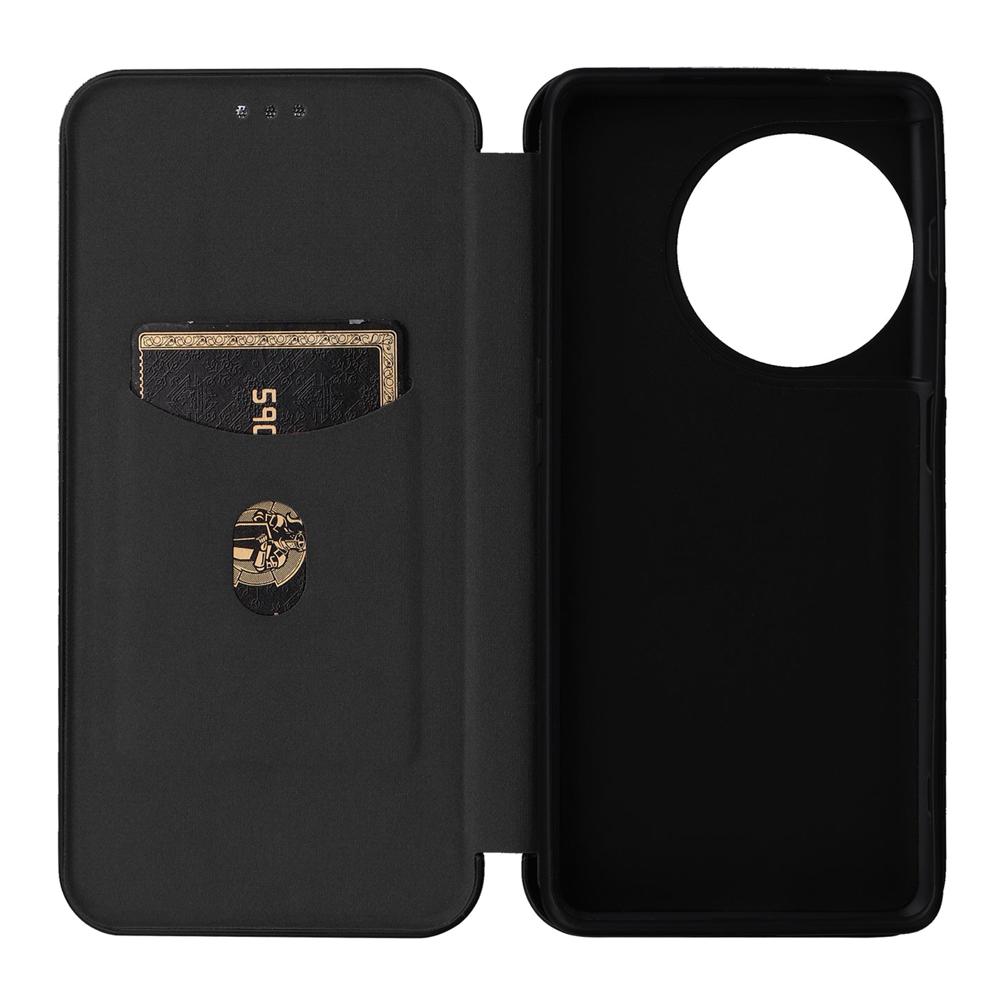 For OnePlus Ace 2 5G / 11R 5G Card Holder Phone Cover Carbon Fiber Texture Leather Phone Stand Case - Black