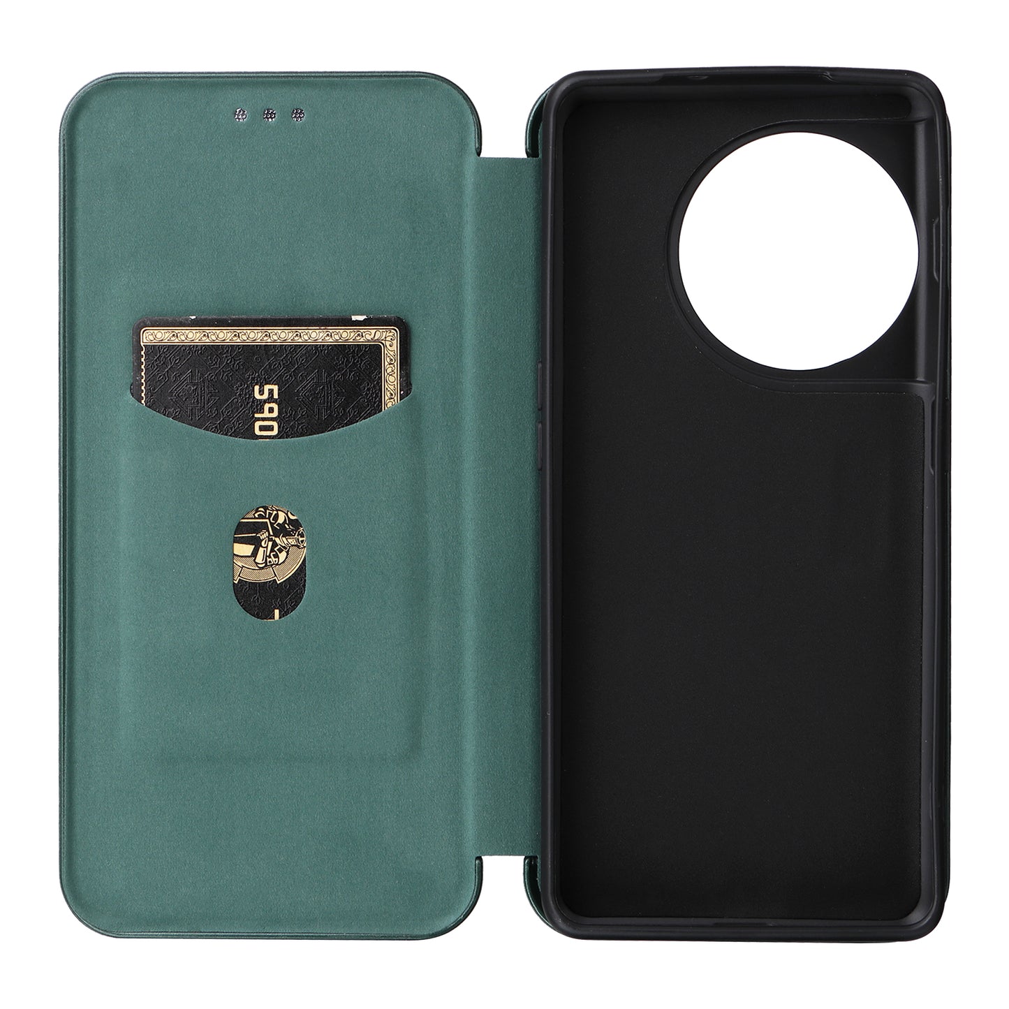 For OnePlus Ace 2 5G / 11R 5G Card Holder Phone Cover Carbon Fiber Texture Leather Phone Stand Case - Green