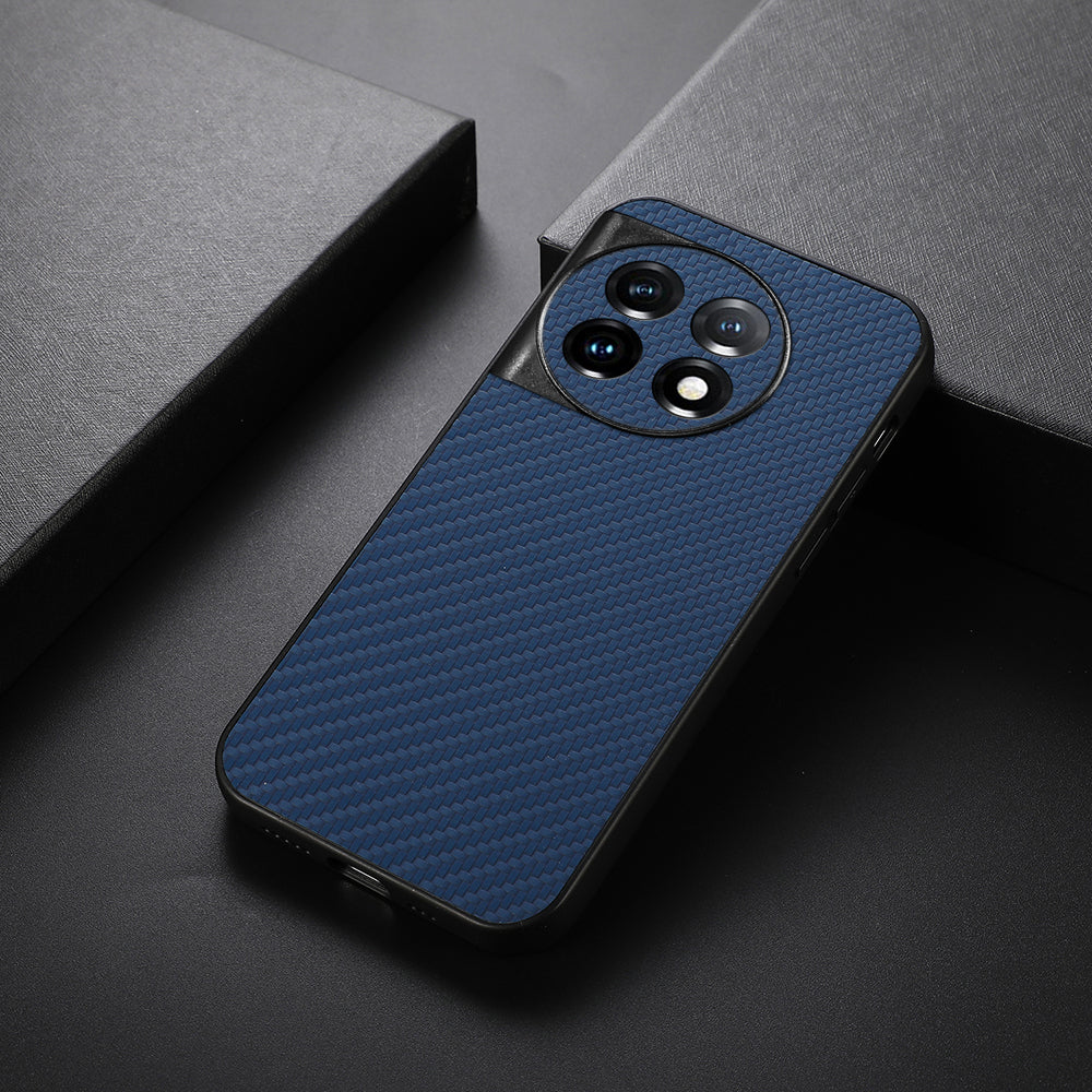 For OnePlus Ace 2 5G / 11R 5G PU Leather Coated TPU Drop-proof Cover Carbon Fiber Texture Phone Case - Blue