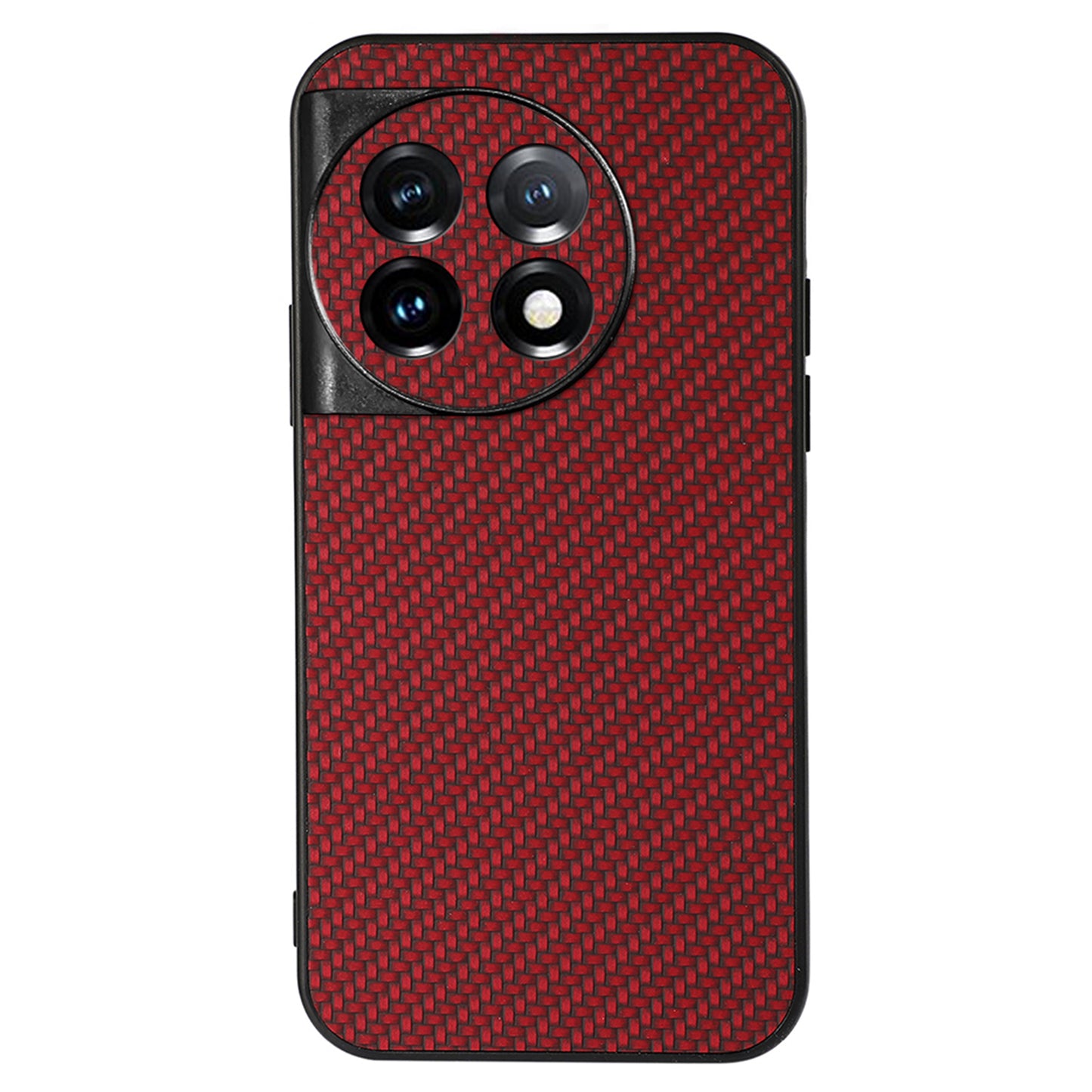 For OnePlus Ace 2 5G / 11R 5G PU Leather Coated TPU Drop-proof Cover Carbon Fiber Texture Phone Case - Red