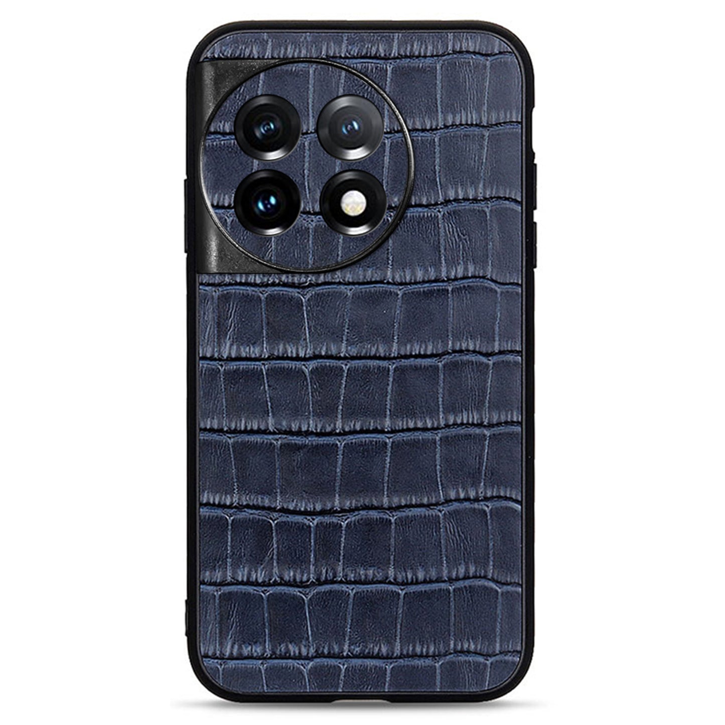 For OnePlus Ace 2 5G / 11R 5G Genuine Leather Coated TPU Phone Case Crocodile Texture Anti-drop Back Cover - Blue