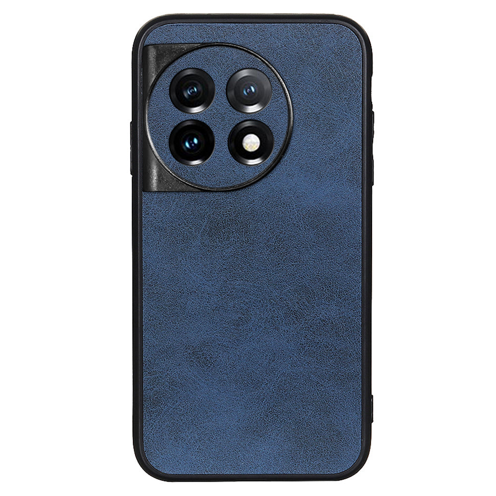 For OnePlus 11 5G PC+TPU+PU Leather Phone Case Cowhide Texture Anti-Scratch Back Cover - Blue
