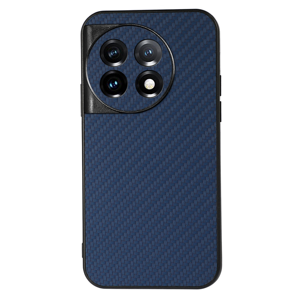For OnePlus 11 5G Carbon Fiber Texture Phone Case Anti-drop PU Leather Coated TPU Cover - Blue