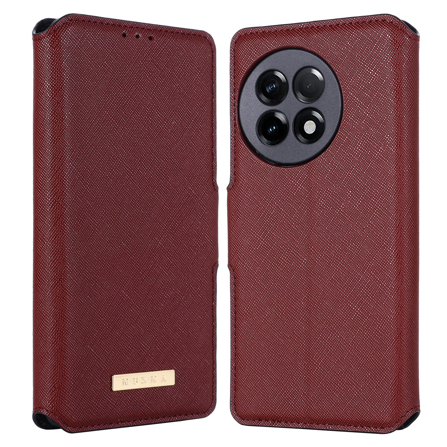 MUXMA MX115 Cross Texture Phone Case for OnePlus 11R 5G / Ace 2 5G , PU Leather Stand Wallet Flip Cover - Red