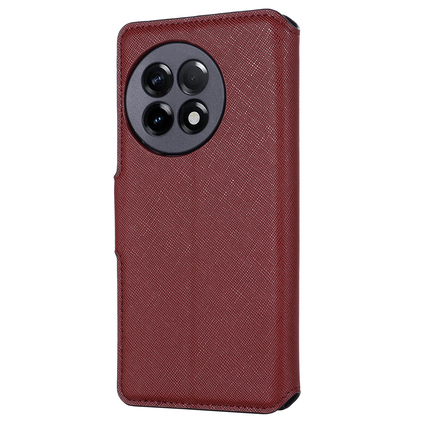 MUXMA MX115 Cross Texture Phone Case for OnePlus 11R 5G / Ace 2 5G , PU Leather Stand Wallet Flip Cover - Red