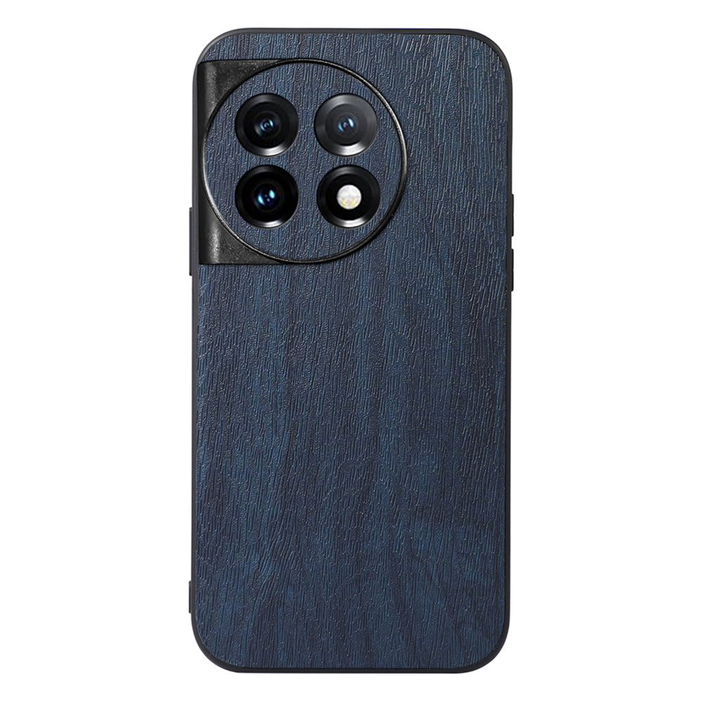 For OnePlus Ace 2 5G / 11R 5G Anti-Scratch PU Leather+PC+TPU Phone Cover Wood Grain Slim Phone Case - Blue