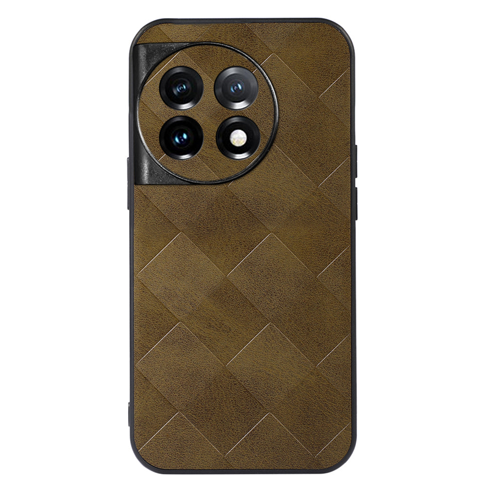 For OnePlus Ace 2 5G / 11R 5G PC+TPU+PU Leather Phone Cover Anti-Scratch Grid Texture Cell Phone Case - Green