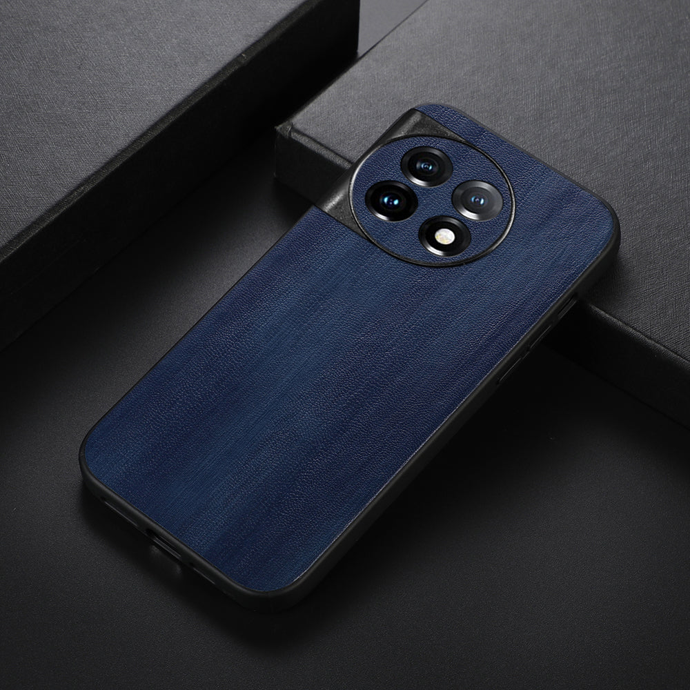 For OnePlus 11 5G Anti-dust Cell Phone Case Cowhide Textured PU Leather+TPU+PC Protective Cover - Blue