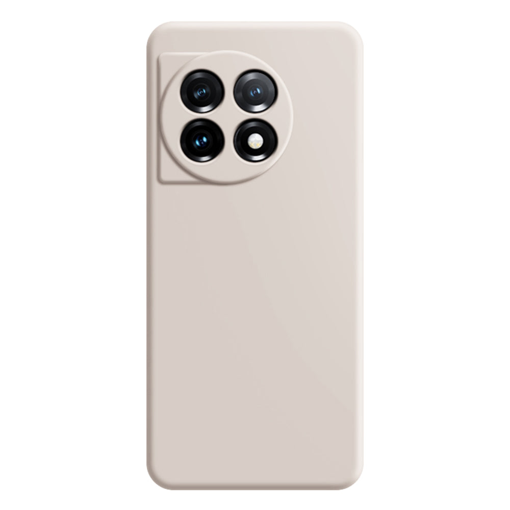 For OnePlus 11 5G Soft TPU Non-Slip Rubberized Back Cover Fiber Lining Straight Edge Phone Case - Beige