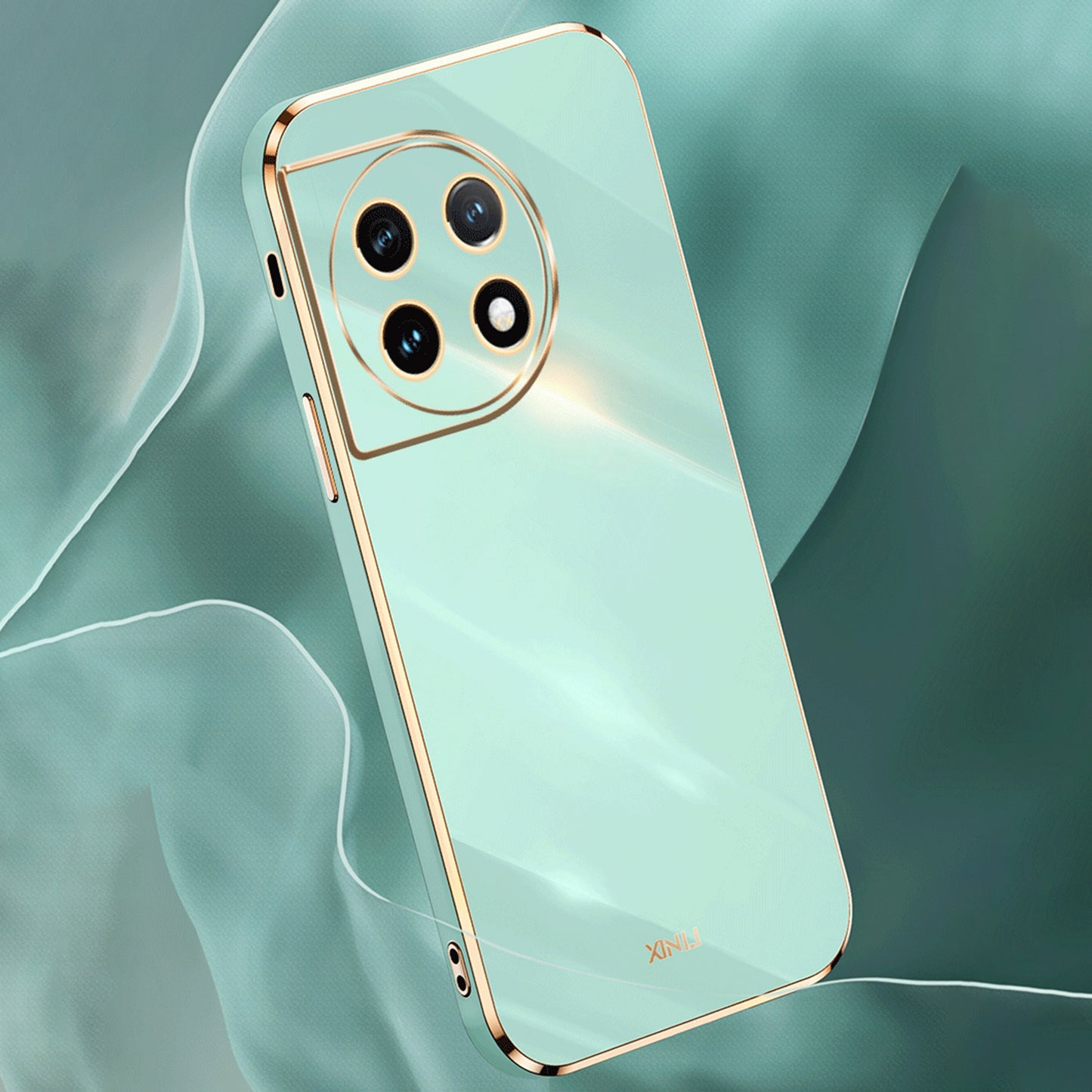 XINLI TPU Phone Case for OnePlus 11 5G , Full Lens Protection Electroplating Edge Phone Cover - Blue