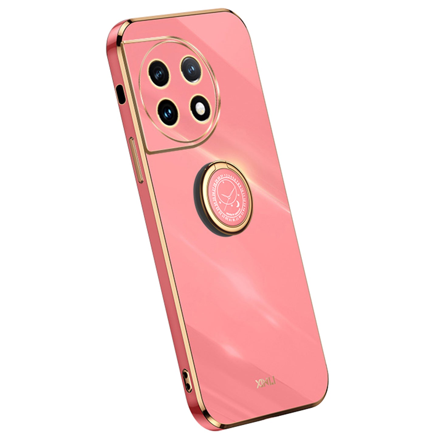 XINLI For OnePlus 11 5G Ring Kickstand Electroplating Phone Case Anti-drop TPU Phone Cover - Red